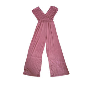 Pink rose pink v neck romper, size large